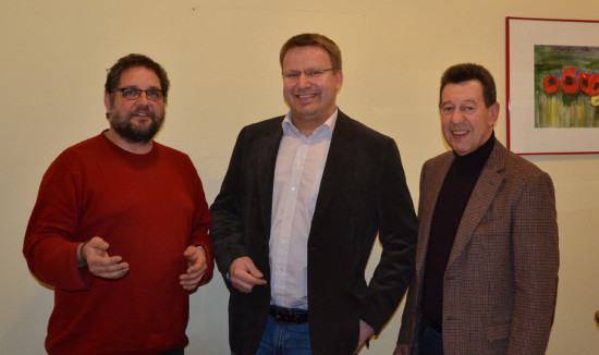 Begegnung mit Frank Klaß, Samtgemeindebürgermeisterkandidat von Sögel (mitte) und Bernhard Ellermann, OV-Vorsitzender der GRÜNEN in Sögel (rechts)
