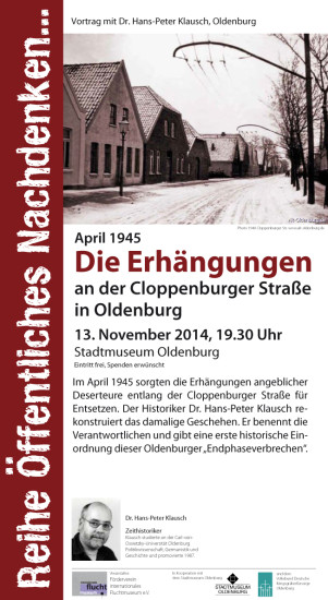 Veranstaltung 'Erhängungen', 13.11.14, 19.30h, Stadtmuseum Oldenburg