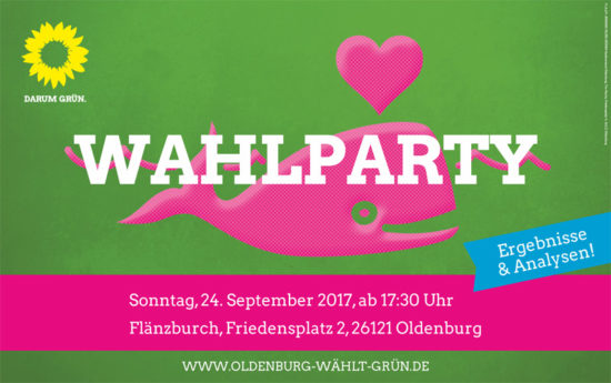 Wahlparty am 24. September, ab 17.30 Uhr in der Flänzburch, Friedensplatz 2, Oldenburg